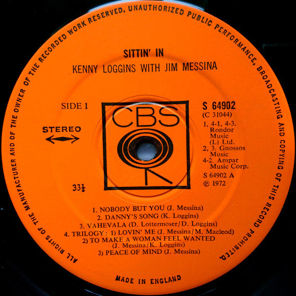 Kenny Loggins With Jim Messina* : Sittin' In (LP, Album)