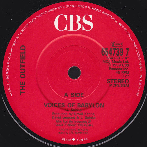 The Outfield : Voices Of Babylon (7", Single)