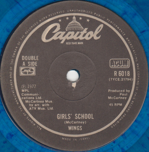 Wings (2) : Mull Of Kintyre / Girls' School (7", Single, Blu)