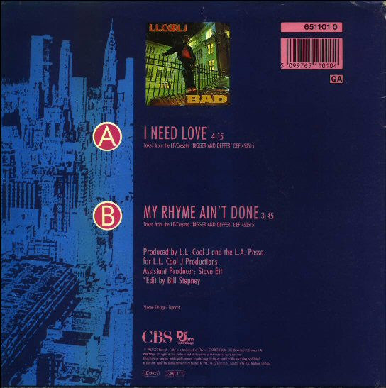 LL Cool J : I Need Love (7", Single, Ltd, Pos)