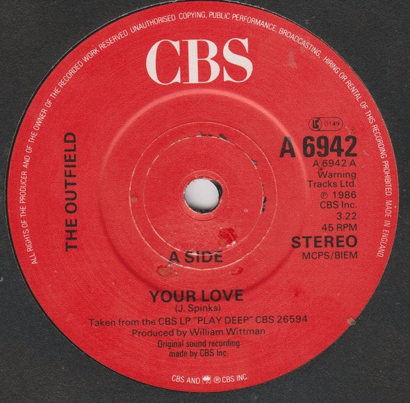 The Outfield : Your Love (7", Single)