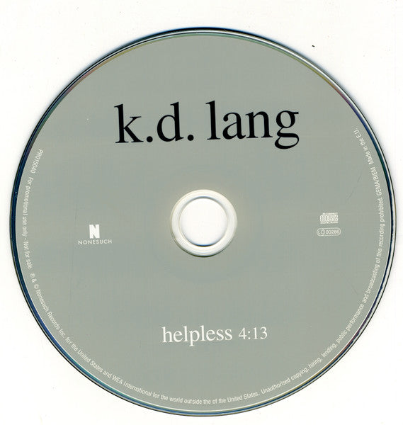 k.d. lang : Helpless (CD, Single, Promo)