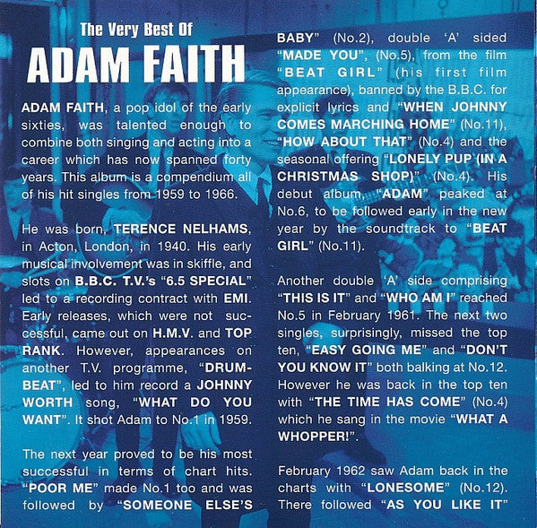 Adam Faith : The Very Best Of Adam Faith (CD, Comp)