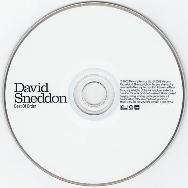 David Sneddon : Best Of Order (CD, Single, Enh)