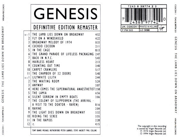 Genesis : The Lamb Lies Down On Broadway (2xCD, Album, RE, RM)