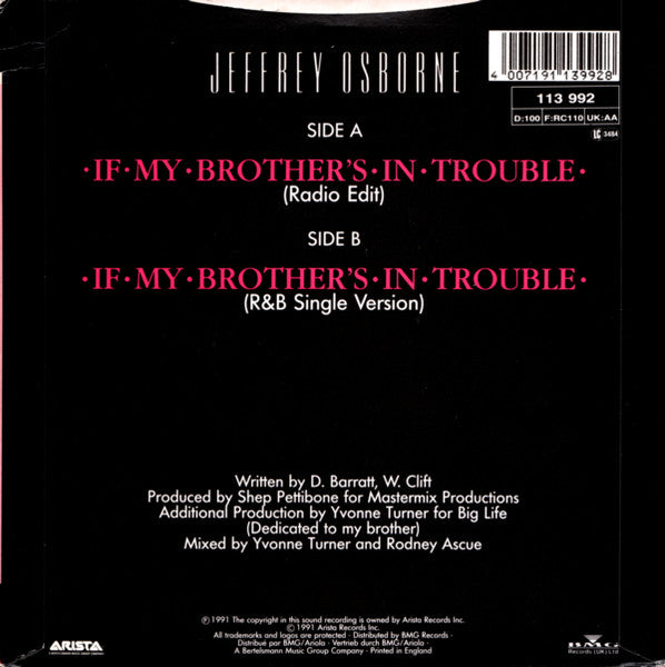 Jeffrey Osborne : If My Brother's In Trouble (7", Single)