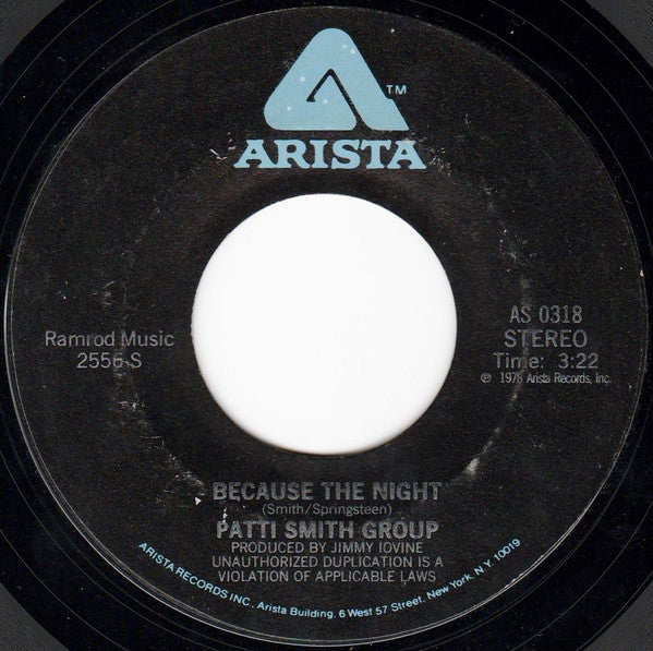 Patti Smith Group : Because The Night (7", Single, PRC)