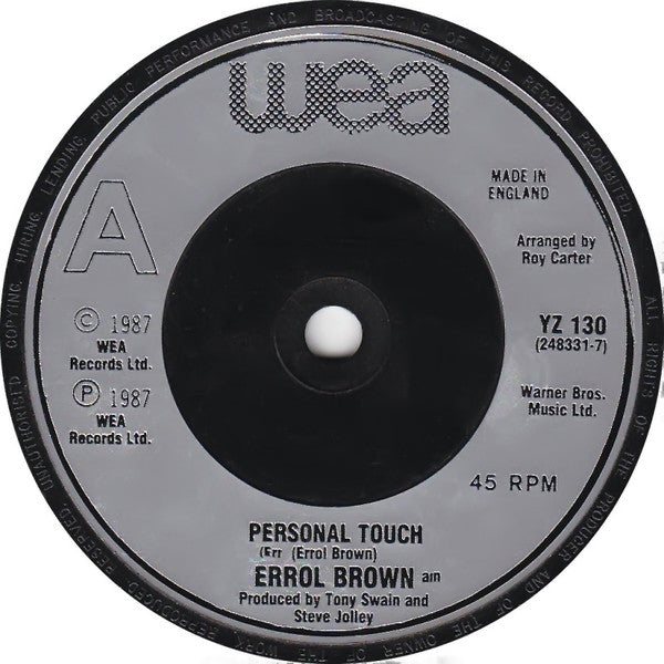 Errol Brown : Personal Touch (7", Single, Sil)