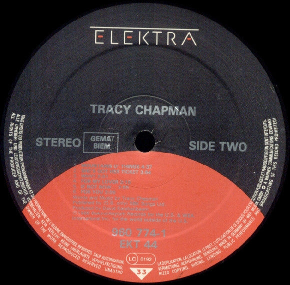 Tracy Chapman : Tracy Chapman (LP, Album, Mat)