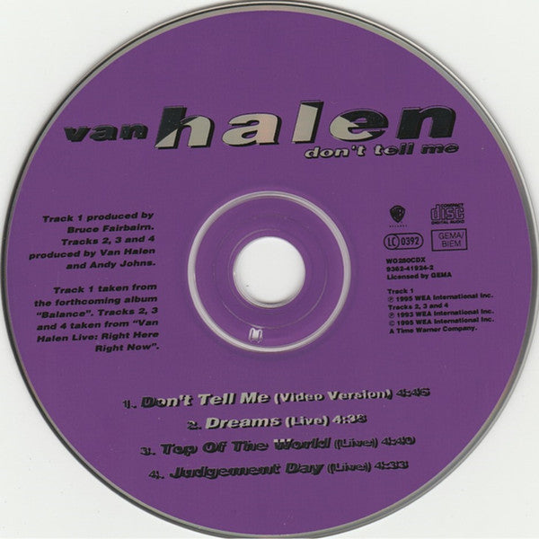 Van Halen : Don't Tell Me (CD, Maxi, Ltd, Tin)