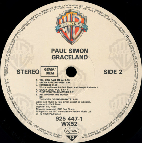 Paul Simon : Graceland (LP, Album, Emb)