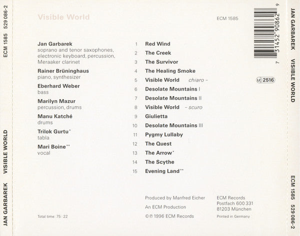 Jan Garbarek : Visible World (CD, Album)