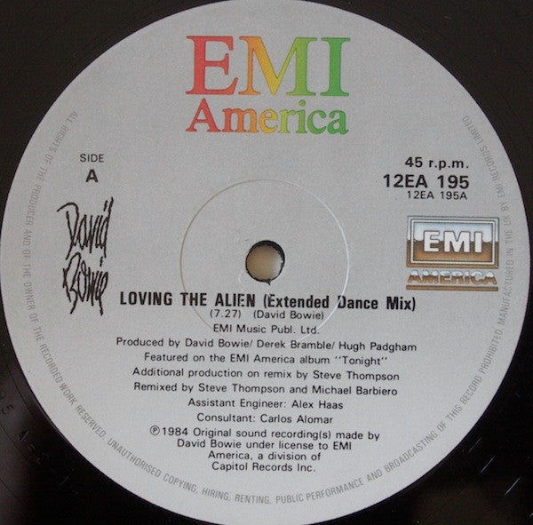 David Bowie : Loving The Alien (Extended Dance Mix) (12", Single, Gat)