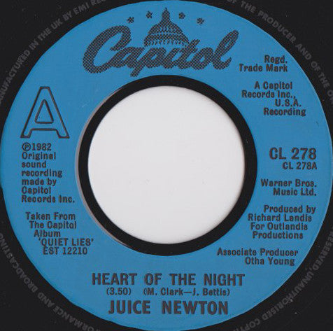 Juice Newton : Heart Of The Night (7", Single)