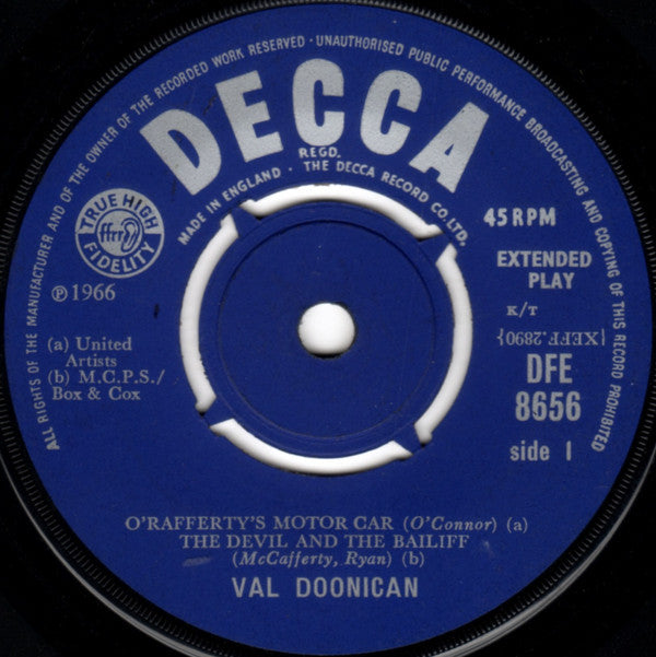 Val Doonican : Doonican's Irish Stew (7", EP, Mono)