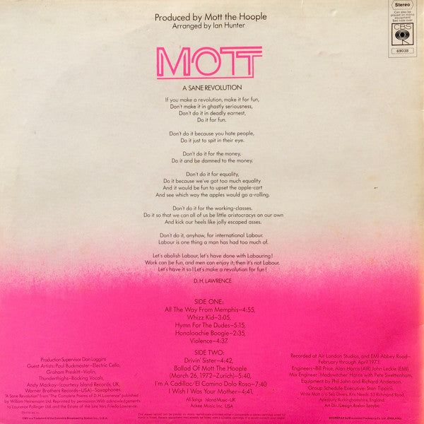 Mott The Hoople : Mott (LP, Album)