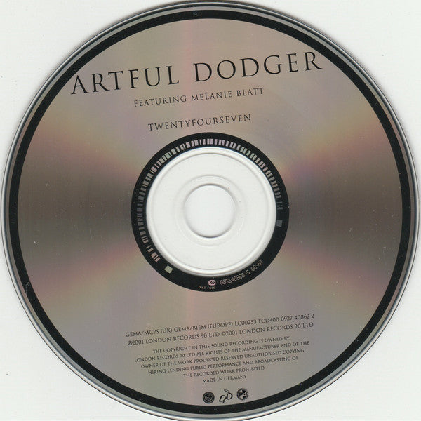 Artful Dodger Featuring Melanie Blatt : Twentyfourseven (CD, Single, Enh, WMM)