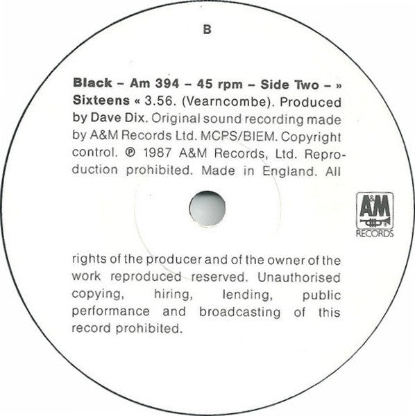 Black (2) : Sweetest Smile (7", Single, Pap)