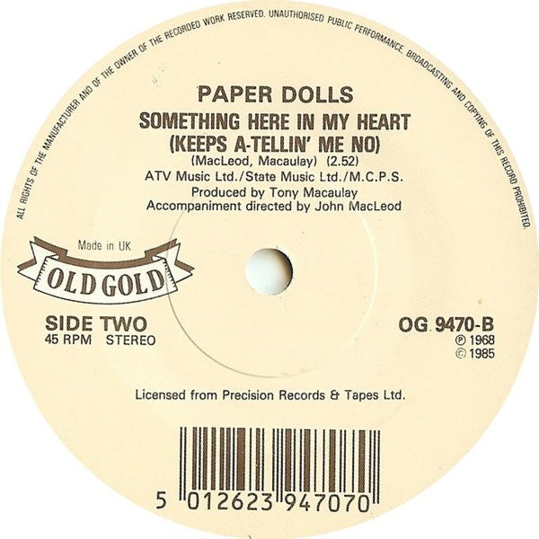 Pickettywitch / Paper Dolls : That Same Old Feeling / Something Here In My Heart (Keeps A-Tellin' Me No) (7", Single)