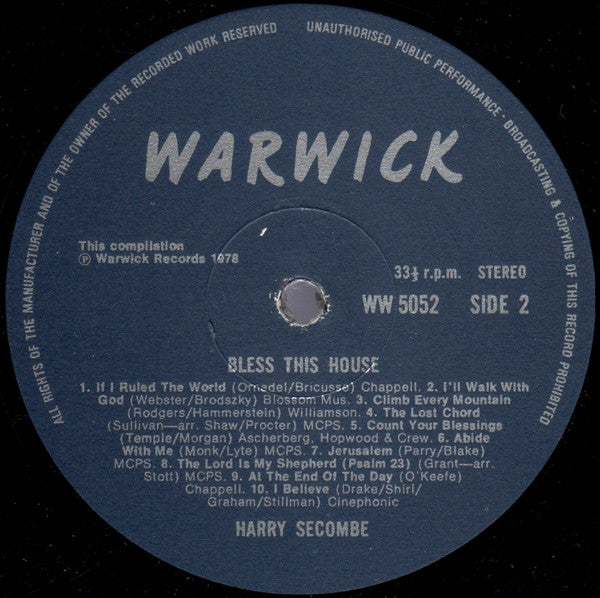 Harry Secombe : Bless This House (20 Songs Of Joy) (LP, Comp)