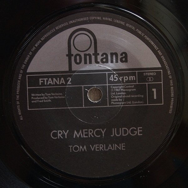 Tom Verlaine : Cry Mercy Judge (7", Single)