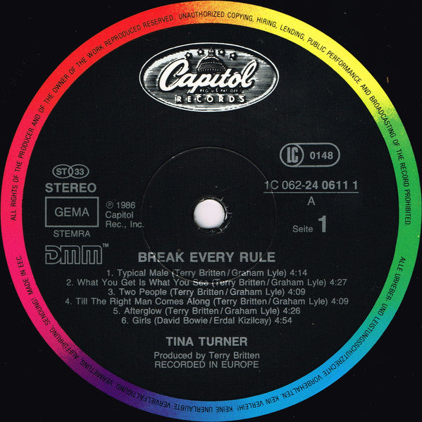 Tina Turner : Break Every Rule (LP, Album)