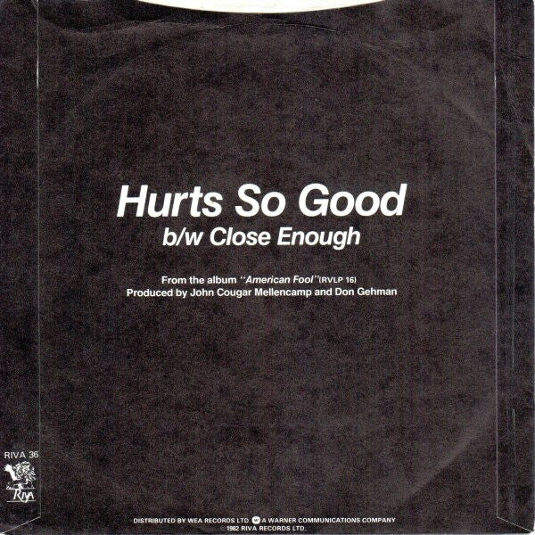 John Cougar Mellencamp : Hurts So Good (7", Single)