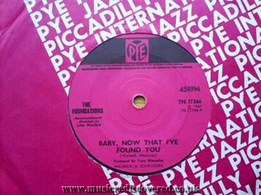 The Foundations : Baby, Now That I've Found You (7", Single, Sol)