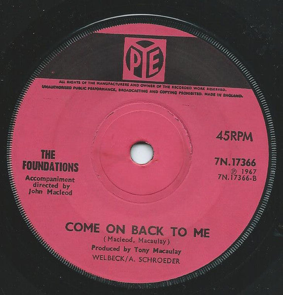 The Foundations : Baby, Now That I've Found You (7", Single, Sol)