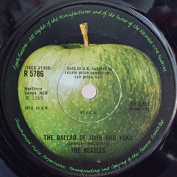 The Beatles : The Ballad Of John And Yoko (7", Single, Sol)