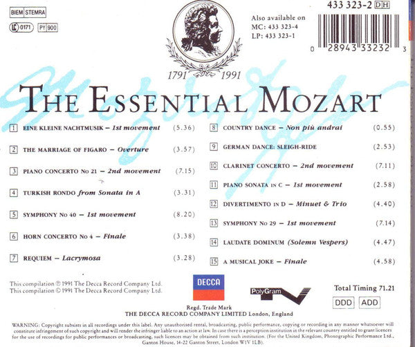 Wolfgang Amadeus Mozart : The Essential Mozart (CD, Comp)