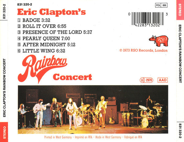 Eric Clapton : Eric Clapton's Rainbow Concert (CD, Album, RE)