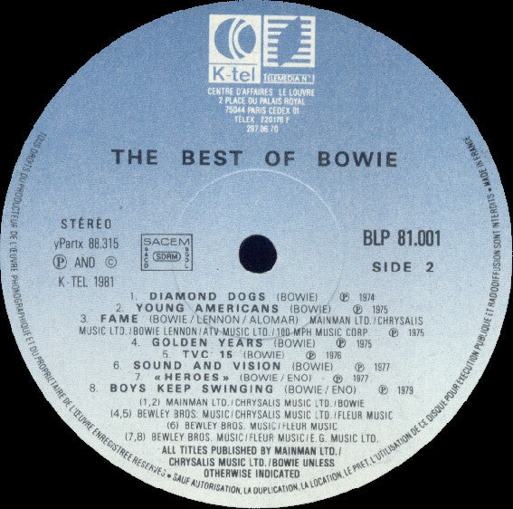 David Bowie : The Best Of Bowie (LP, Comp)