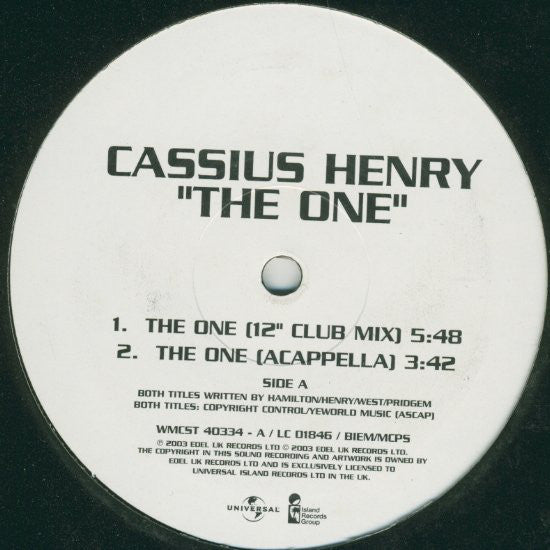 Cassius Henry : The One (12", Promo, 1/4)