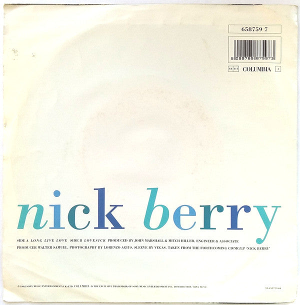 Nick Berry : Long Live Love (7")