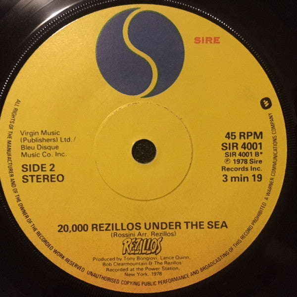 The Rezillos : Top Of The Pops (7", Single, Rez)