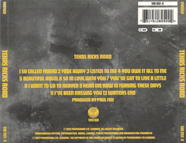 Texas : Ricks Road (CD, Album, PMD)