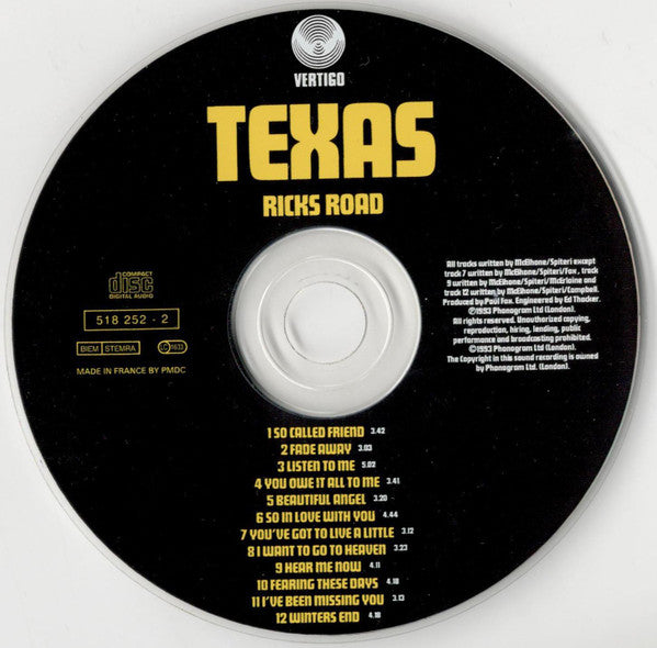 Texas : Ricks Road (CD, Album, PMD)