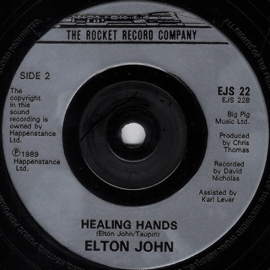 Elton John : Sacrifice / Healing Hands (7", Single, RE, Sil)