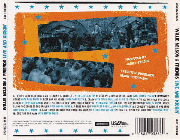 Willie Nelson & Friends Of Willie Nelson : Live And Kickin' (CD, Album)
