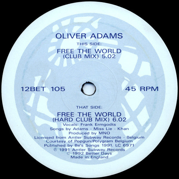 Oliver Adams : Free The World (12")