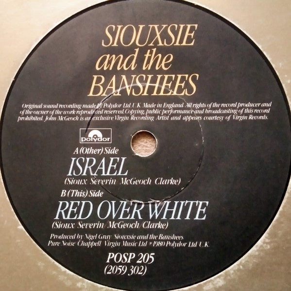 Siouxsie & The Banshees : Israel (7", Single, Pap)