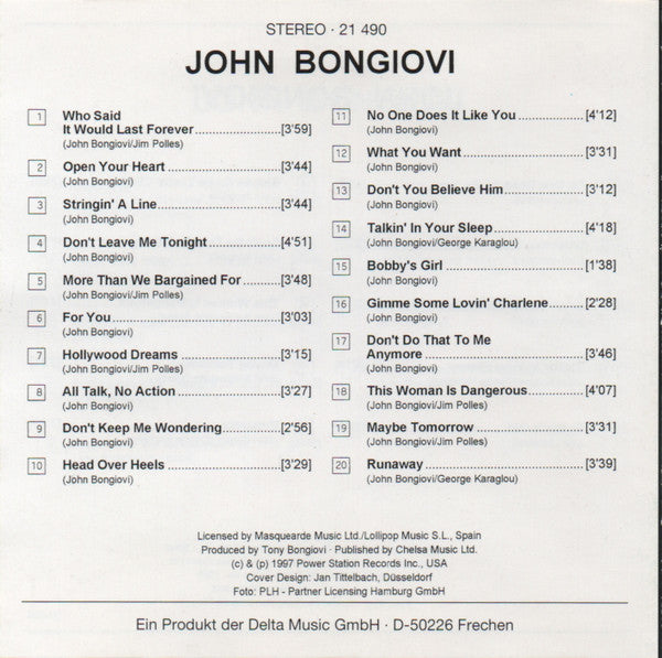Jon Bon Jovi : John Bongiovi (CD, Comp, RE)