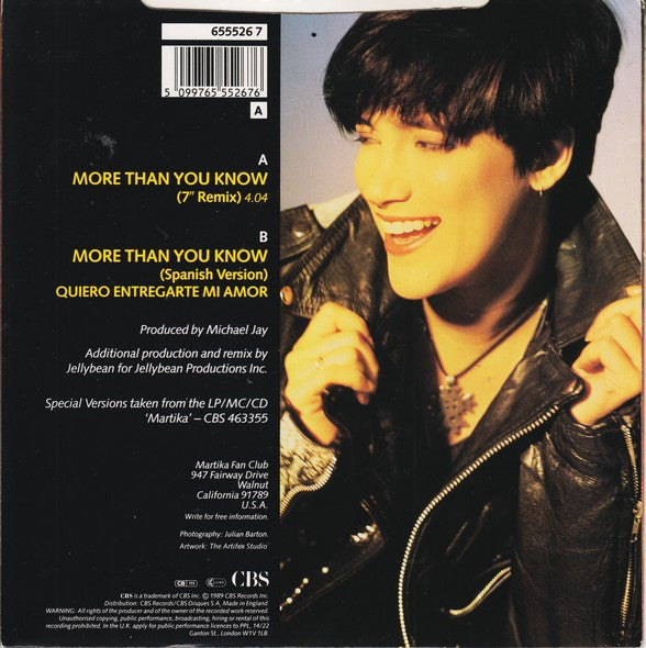 Martika : More Than You Know (7", Single)