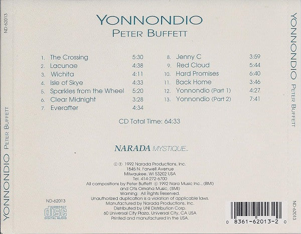 Peter Buffett : Yonnondio (CD, Album)