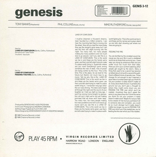 Genesis : Land Of Confusion (12", Single, Spi)