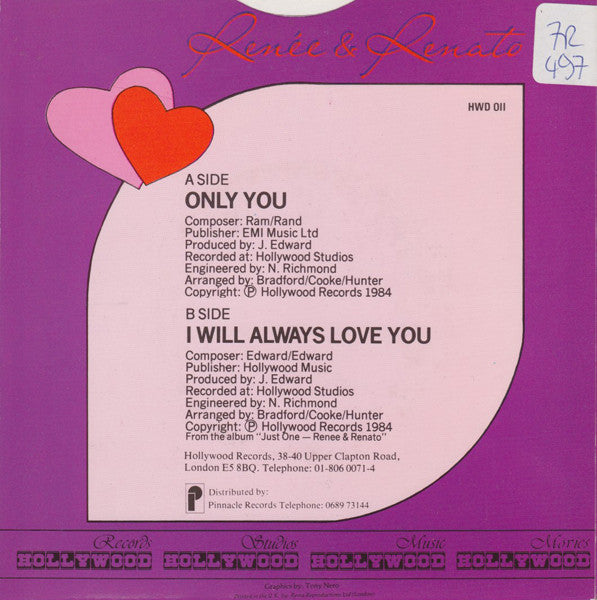 Renée & Renato : Only You (7", Single)