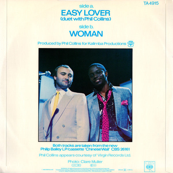 Philip Bailey & Phil Collins : Easy Lover (Extended Re-mixed Version) (12", Single)