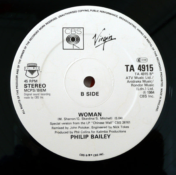 Philip Bailey & Phil Collins : Easy Lover (Extended Re-mixed Version) (12", Single)
