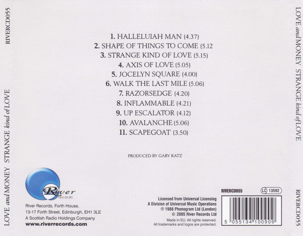 Love And Money : Strange Kind Of Love (CD, Album, RE)